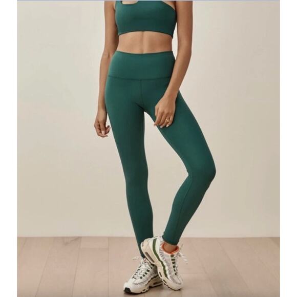 REFORMATION Workout Pants Size S Eco Move Stretch Emerald Green Athletic - Picture 1 of 7